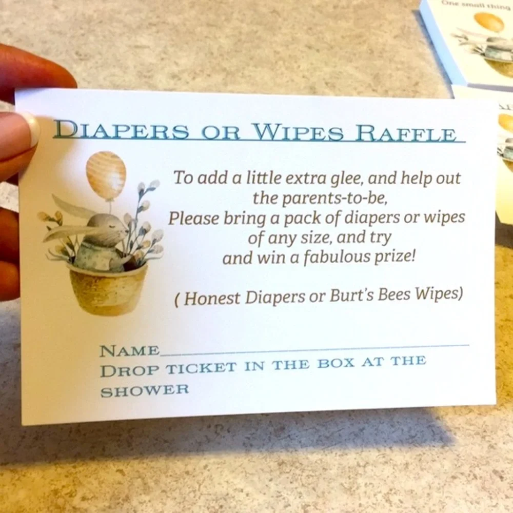 BNWT 35 OF EACH BABY SHOWER DIAPERS RAFFLE & BOOK CARDS GENDER NEUTRAL BUNNY